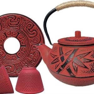 Cast Iron Steeping Tea Pot Set with Infuser for Loose Leaf Tea, Japanese Style
